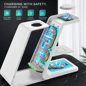 3 in 1 Wireless Charging Station Fast Charger for iPhone Watch AirPods