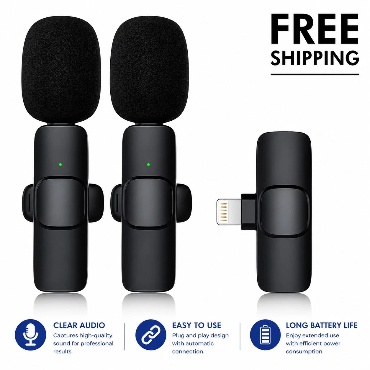 2 Pack Wireless Lavalier Microphones for iPhone iPad Camera - Imagen 10