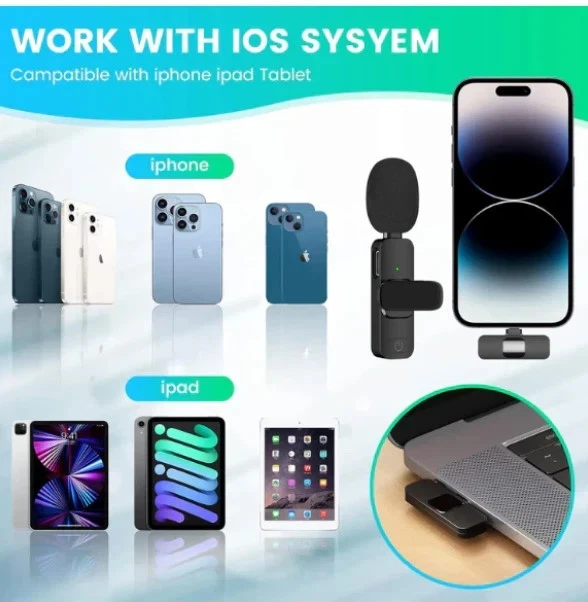 2 Pack Wireless Lavalier Microphones for iPhone iPad Camera - Imagen 6