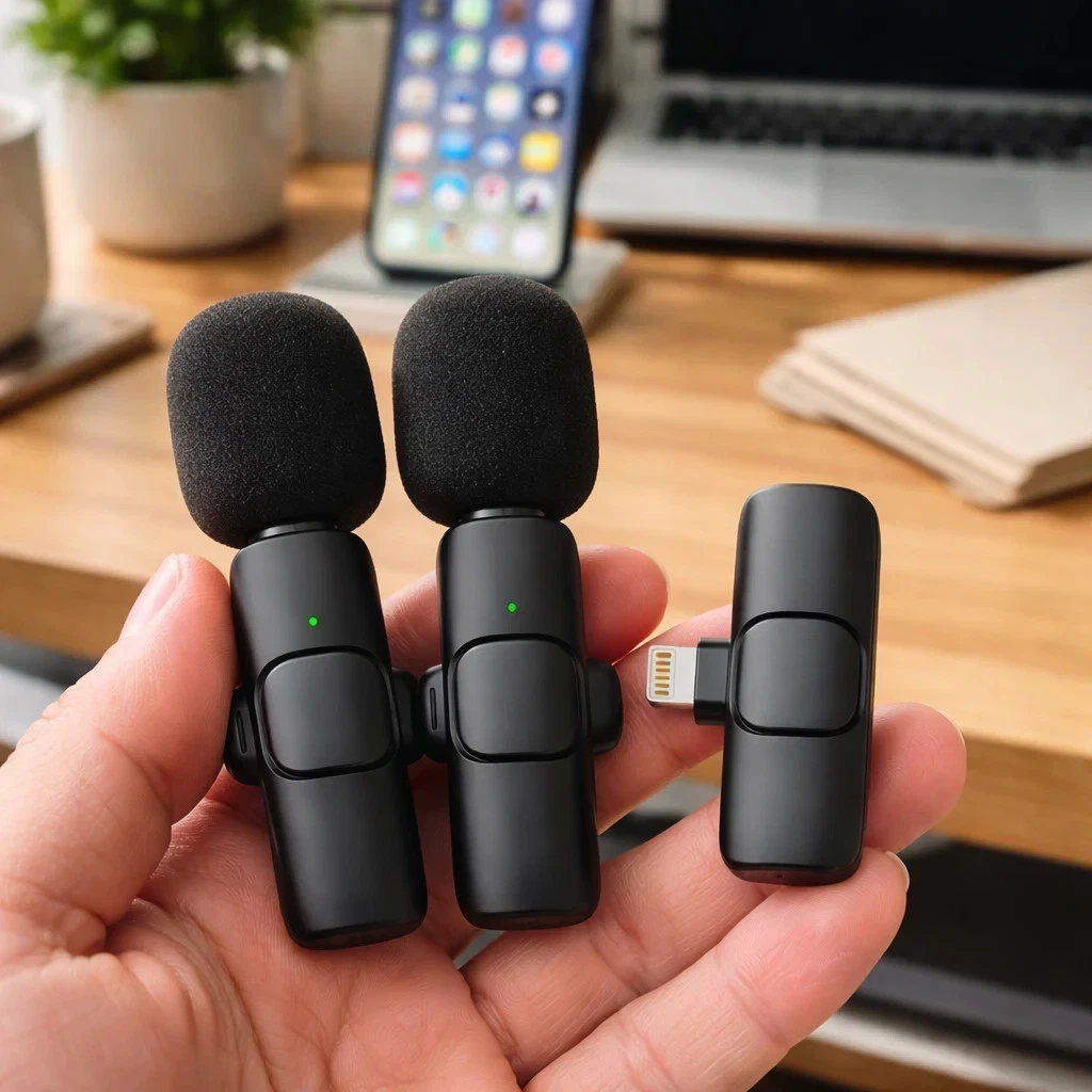 2 Pack Wireless Lavalier Microphones for iPhone iPad Camera - Imagen 4