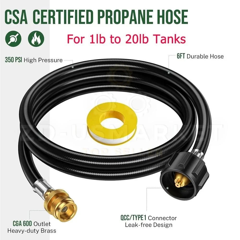 4FT Propane Adapter Hose 1lb to 20lb Tank Converter Leak-Resistant Brass - Imagen 6