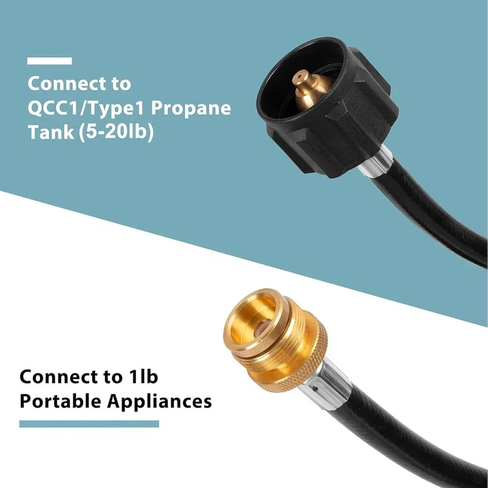 4FT Propane Adapter Hose 1lb to 20lb Tank Converter Leak-Resistant Brass - Imagen 5