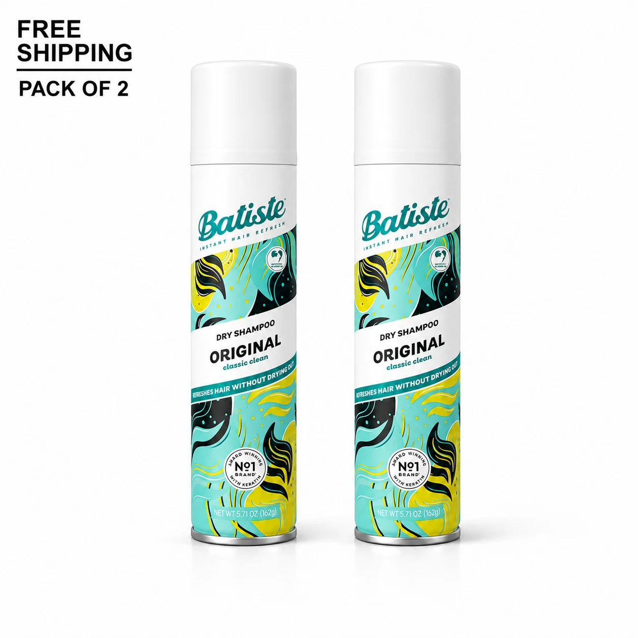 Batiste Original Dry Shampoo 2 Pack 3.81 oz Oil Absorbing Formula